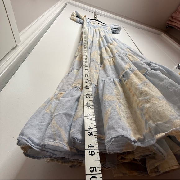 Free People textured floral puff sleeve maxi dress in sky blue XS - Picture 13 of 16